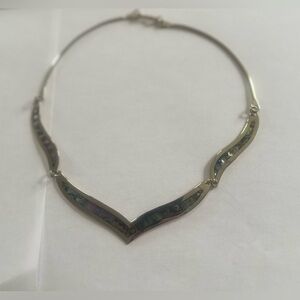 Vintage Abalone Taxco Mexican Alpaca Necklace (N172)